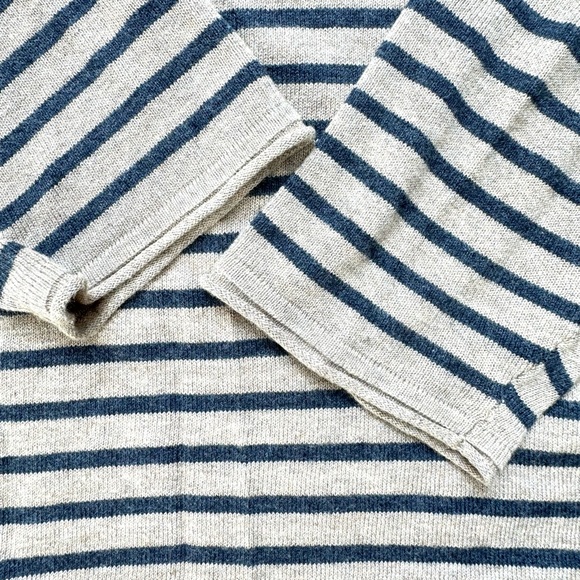7 For All Mankind - men’s striped cotton blend sweater w rolled hem details - L - Picture 7 of 11